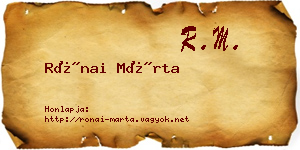 Rónai Márta névjegykártya